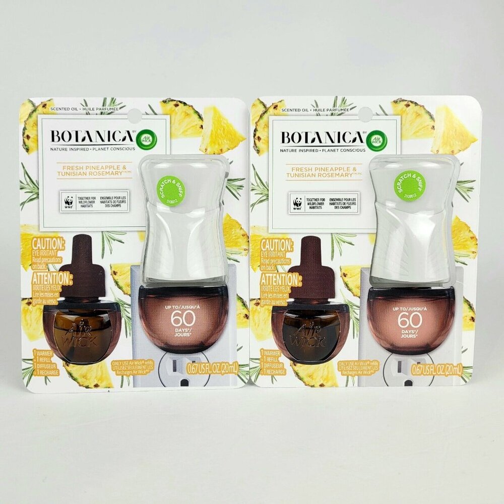 2x Air Wick Botanica Scented Oil Refill Warmer Botanica Fresh Pineapple Tunisian